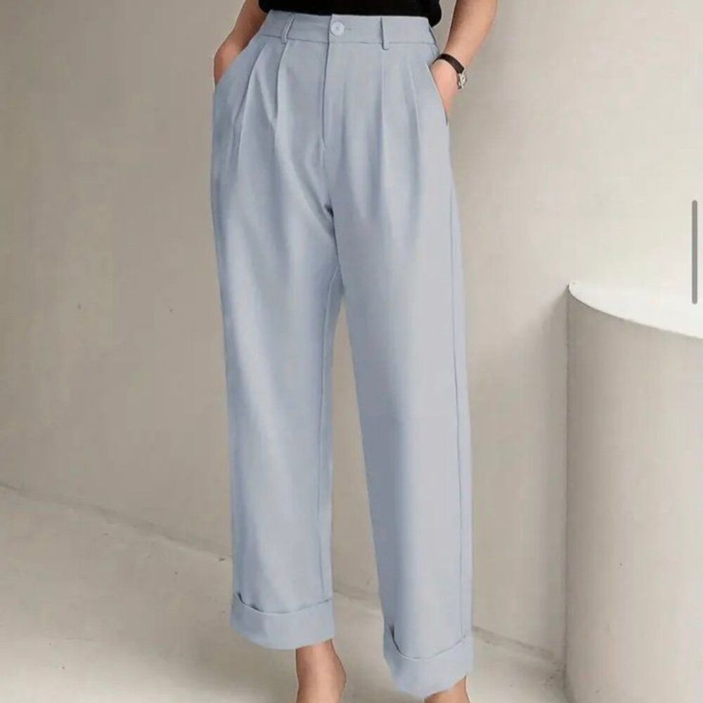 Small, Chic Solid High Waist Pleated Pants - Flattering Draped Design
